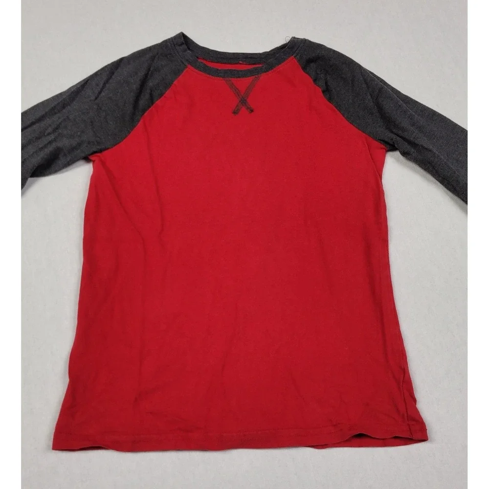 Jumping Beans Boys Long Sleeve Essential Baseball Tee Red Charcoal Size 8
